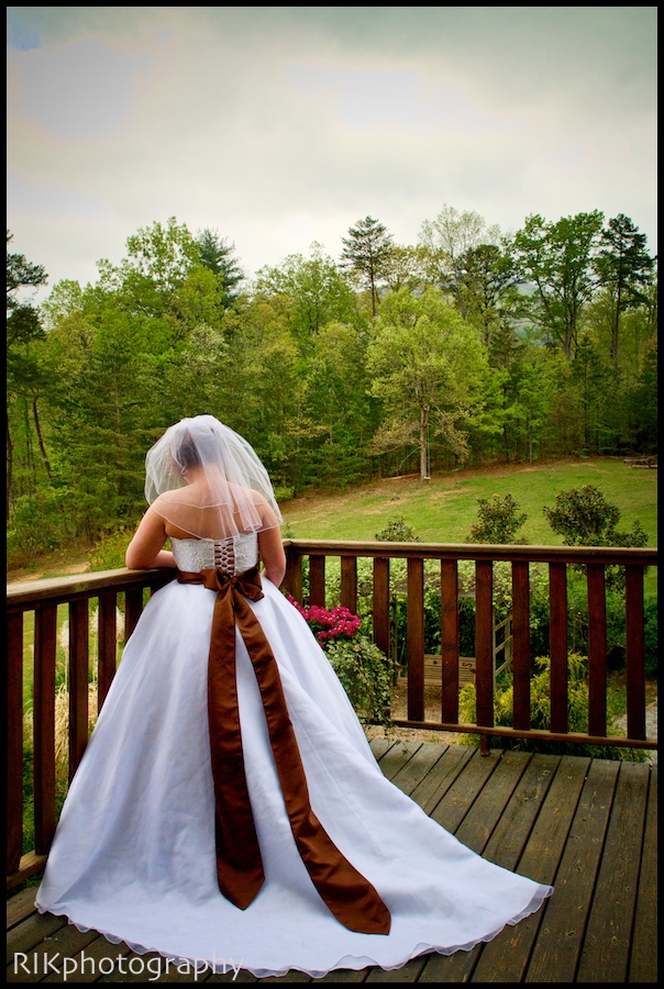 back view of bride
