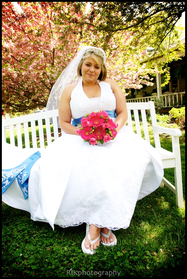 bride on white bench