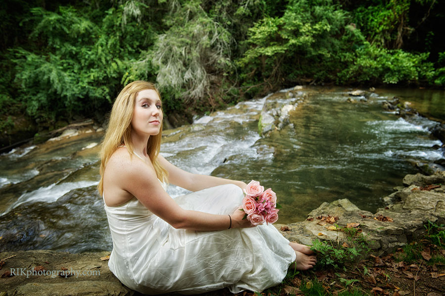 bride on the side of a river